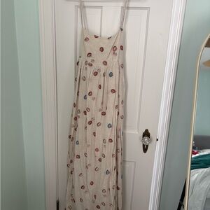 Eddy Chic Cream Maxi Dress with Colorful Print
